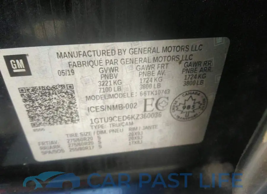 1GTU9CED6KZ360036# 9