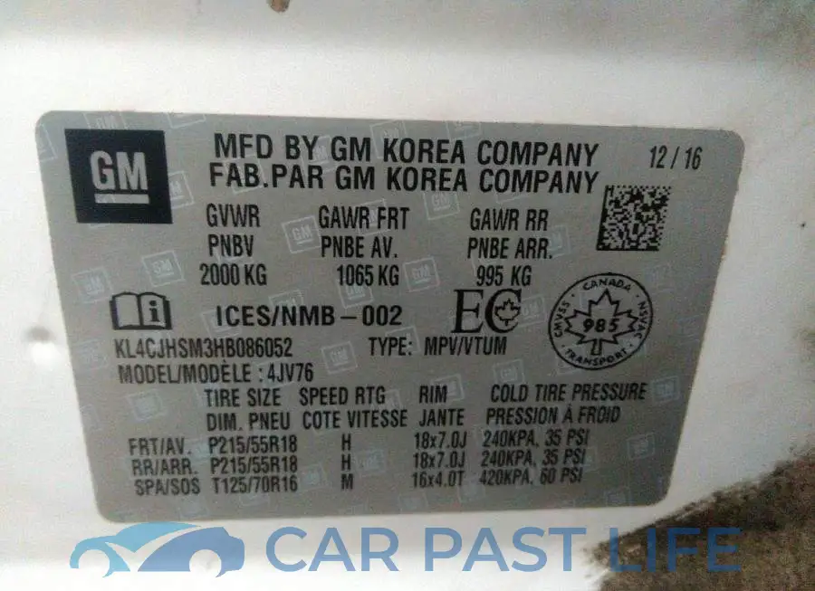 KL4CJHSM3HB086052# 9