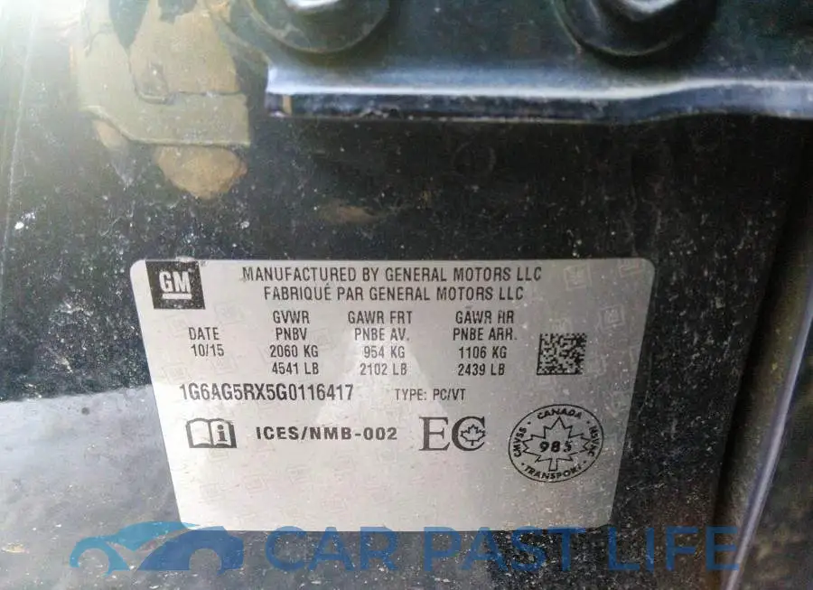 1G6AG5RX5G0116417# 9