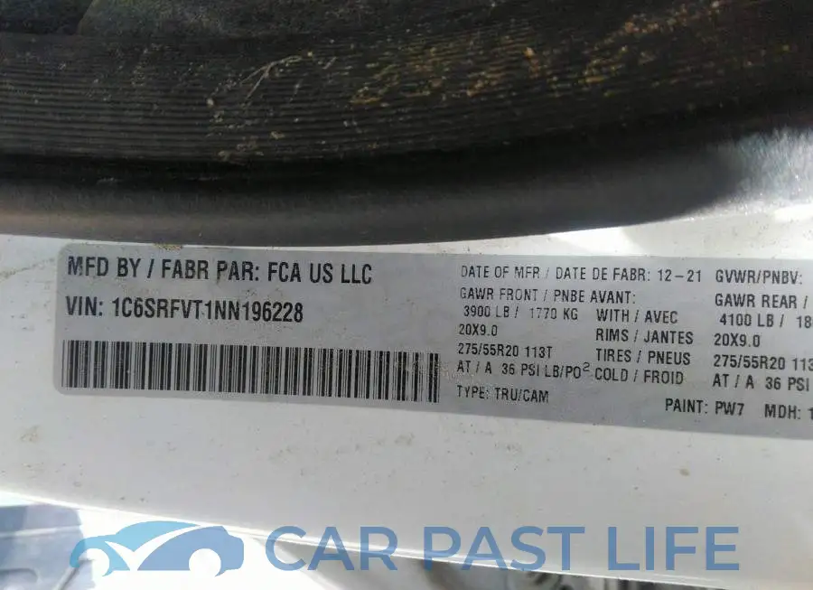 1C6SRFVT1NN196228# 9
