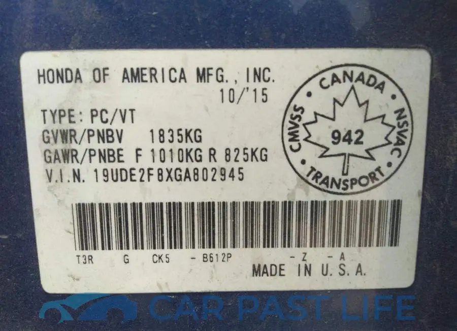 19UDE2F8XGA802945# 9