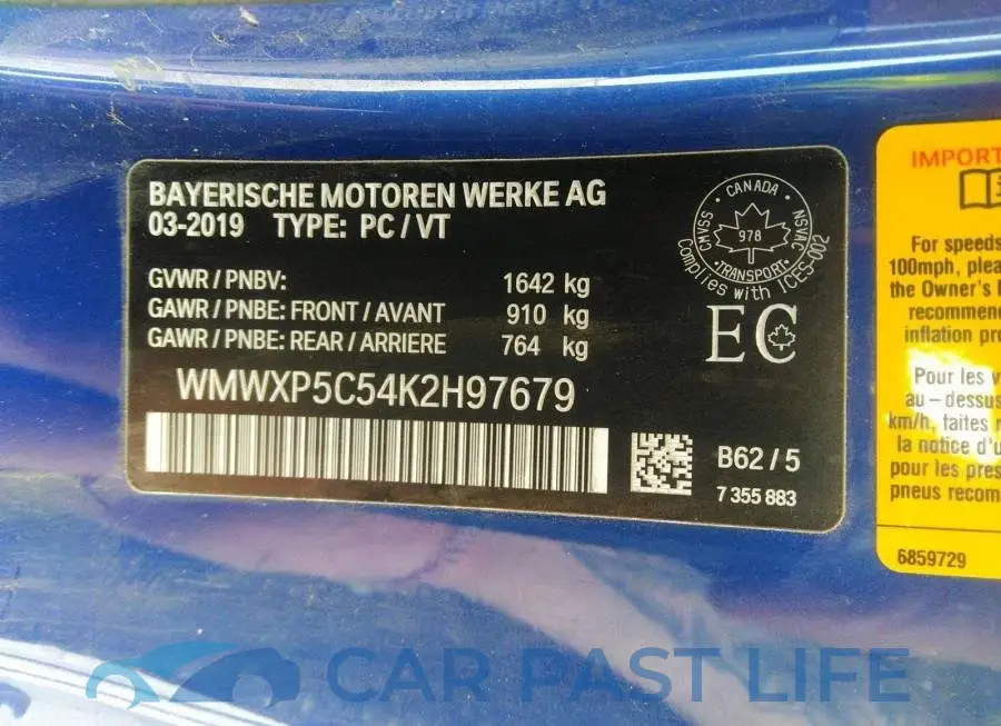 WMWXP5C54K2H97679# 9