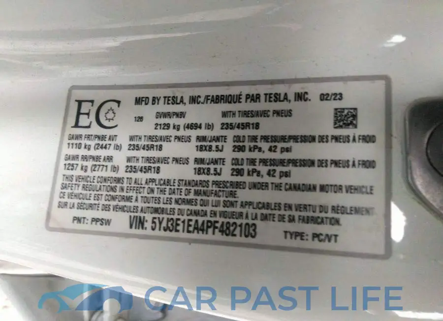 5YJ3E1EA4PF482103# 9