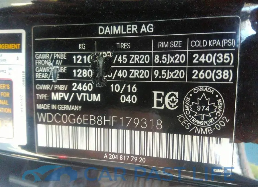 WDC0G6EB8HF179318# 9