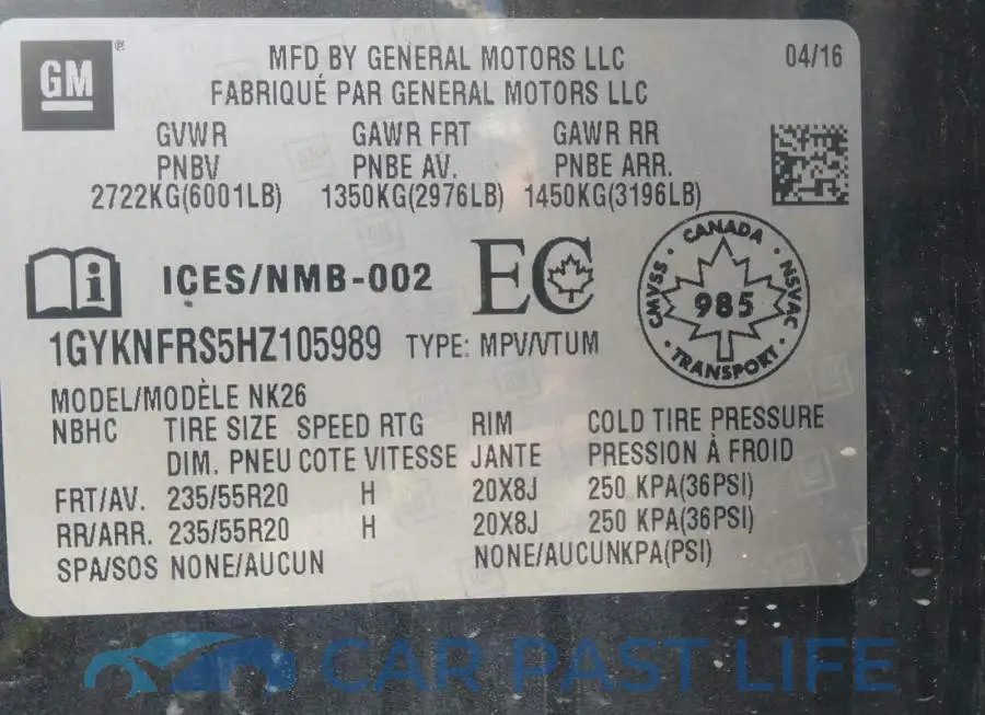 1GYKNFRS5HZ105989# 9