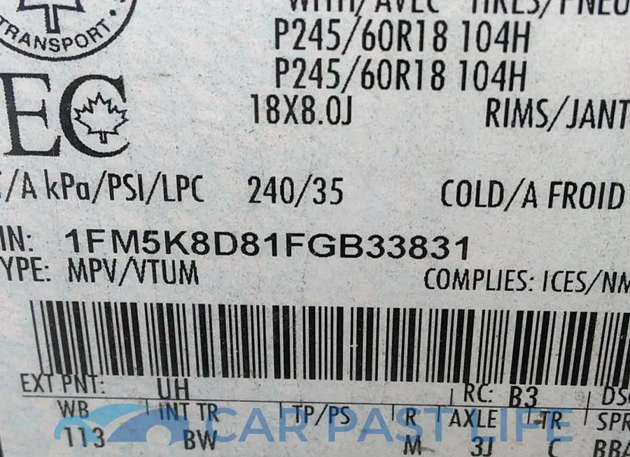 1FM5K8D81FGB33831# 9