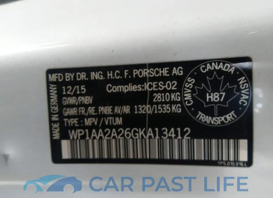 WP1AA2A26GKA13412# 9
