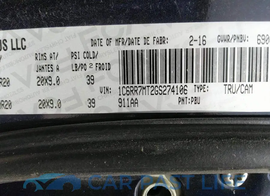1C6RR7MT2GS274106# 9