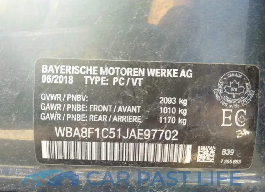 WBA8F1C51JAE97702# 9