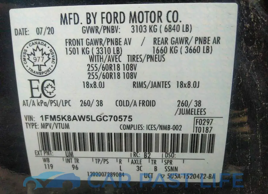 1FM5K8AW5LGC70575# 9