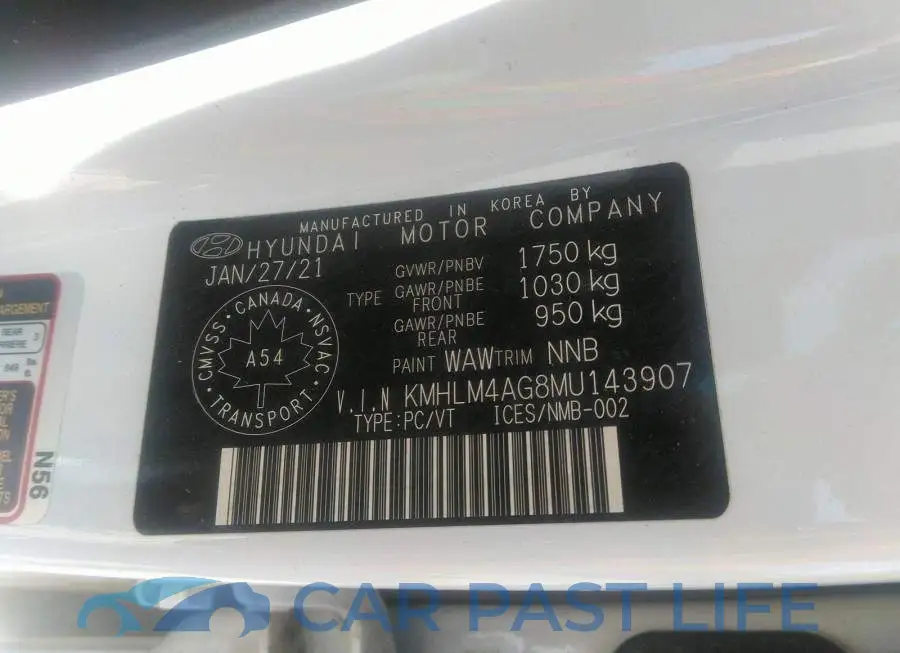 KMHLM4AG8MU143907# 9