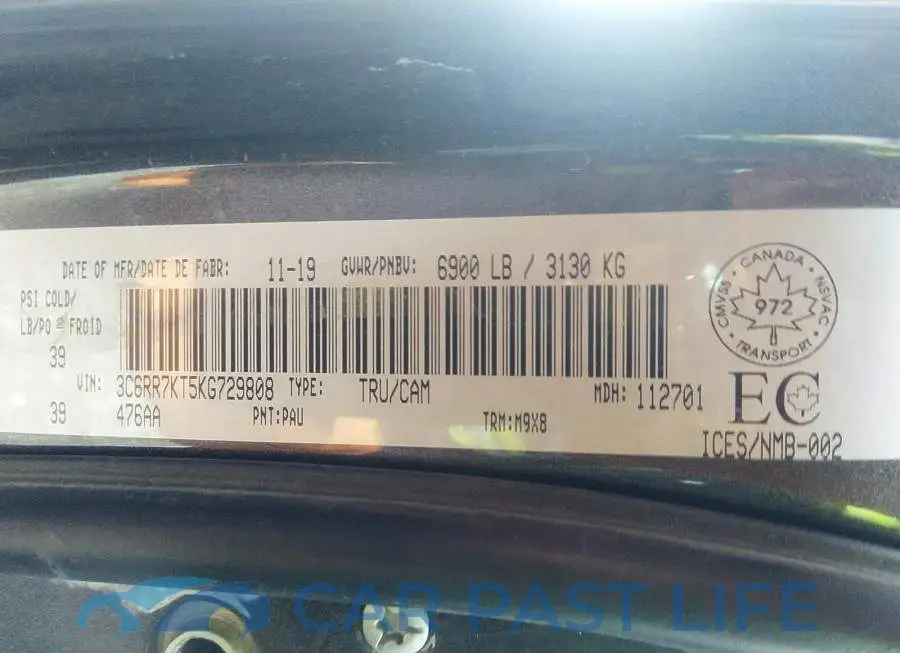 3C6RR7KT5KG729808# 9