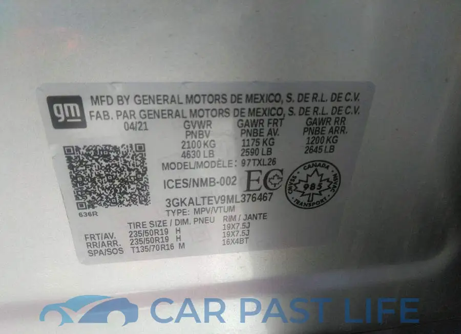 3GKALTEV9ML376467# 9