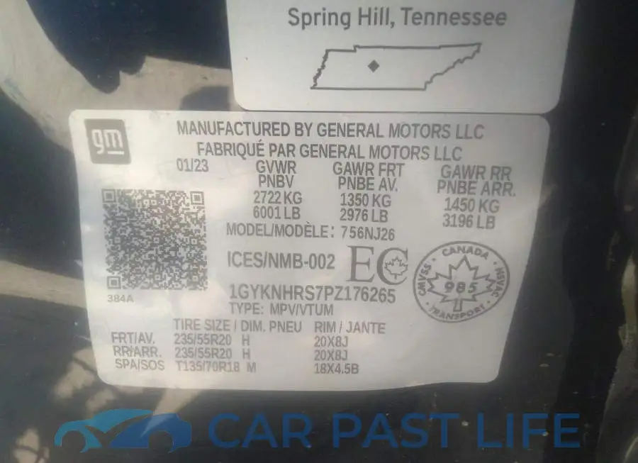 1GYKNHRS7PZ176265# 9