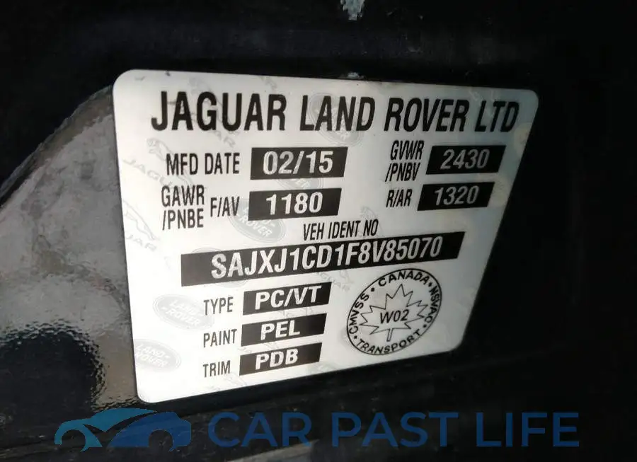 SAJXJ1CD1F8V85070# 9