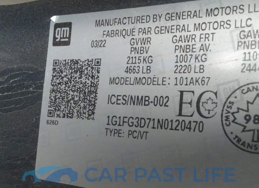 1G1FG3D71N0120470# 9