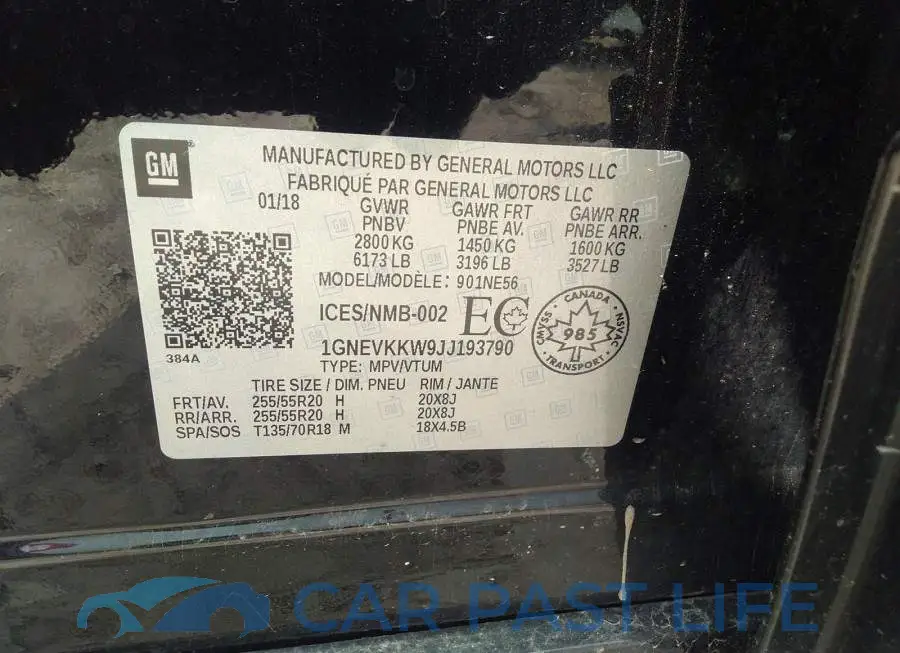 1GNEVKKW9JJ193790# 9