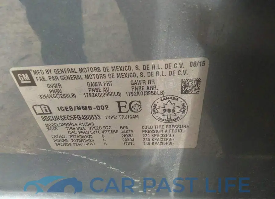3GCUKSEC5FG480633# 9