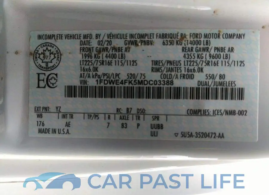 1FDWE4FK5MDC03388# 9