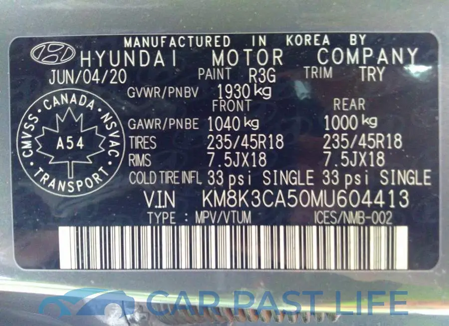 KM8K3CA50MU604413# 9