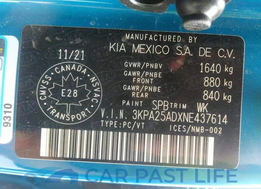 3KPA25ADXNE437614# 9