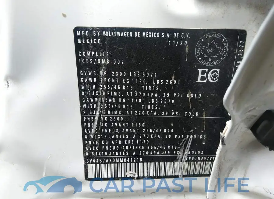 3VV4B7AX0MM041216# 9