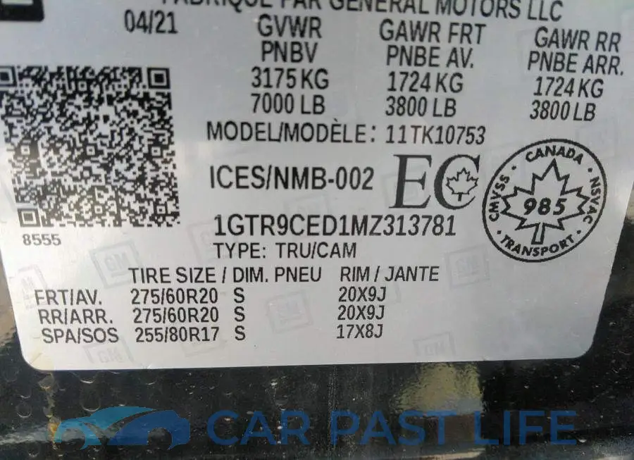 1GTR9CED1MZ313781# 9