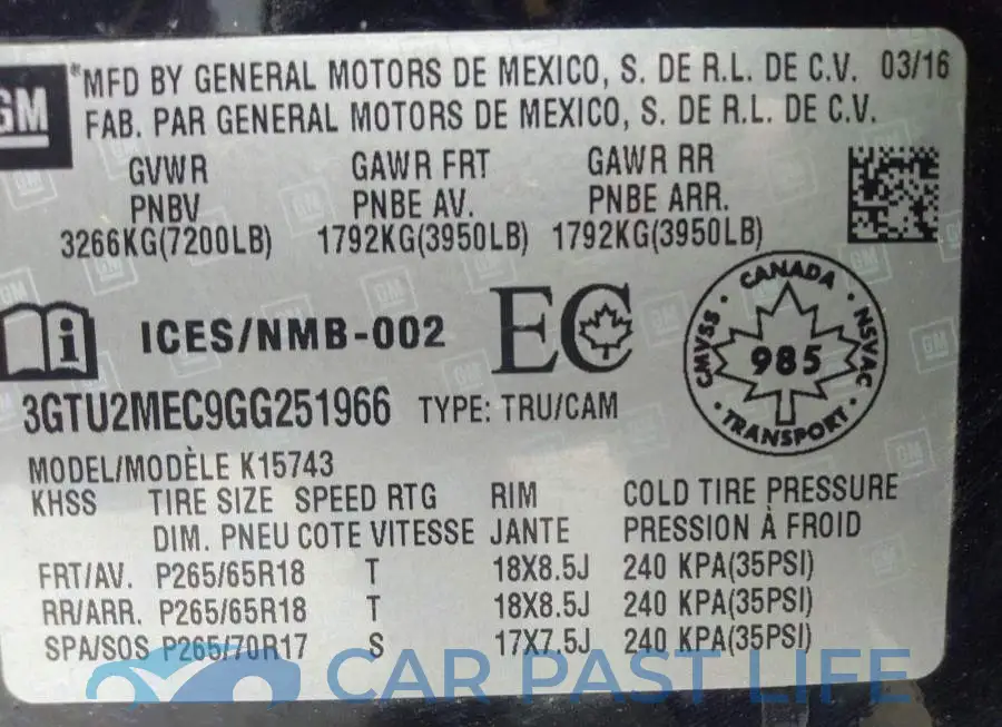 3GTU2MEC9GG251966# 9
