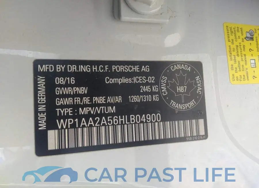 WP1AA2A56HLB04900# 9