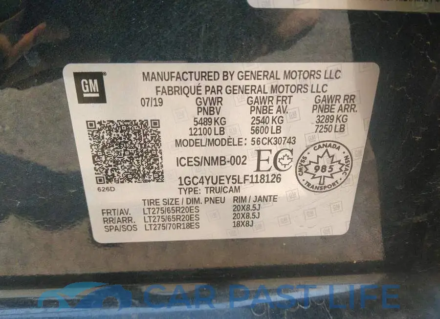 1GC4YUEY5LF118126# 9