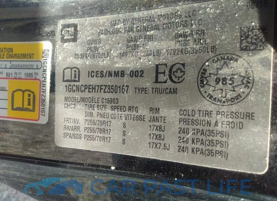 1GCNCPEH7FZ350167# 9