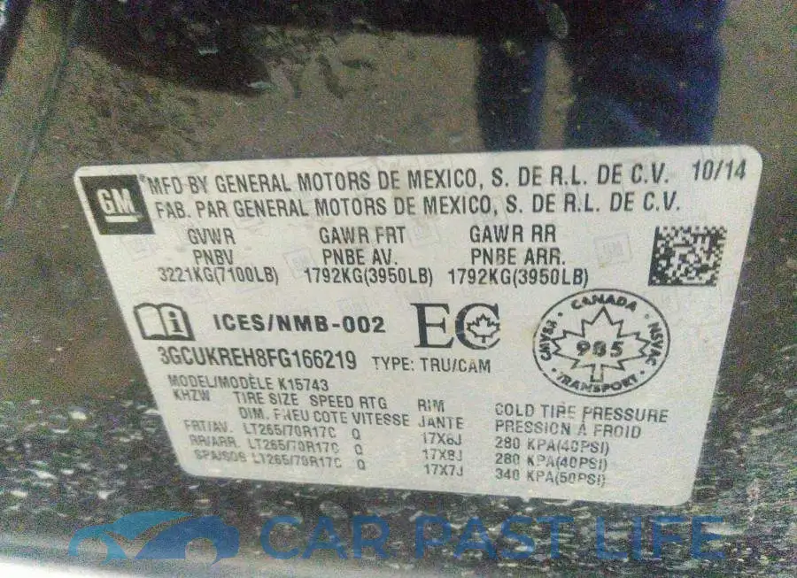 3GCUKREH8FG166219# 9