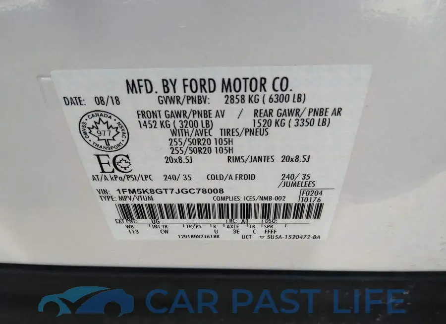 1FM5K8GT7JGC78008# 9