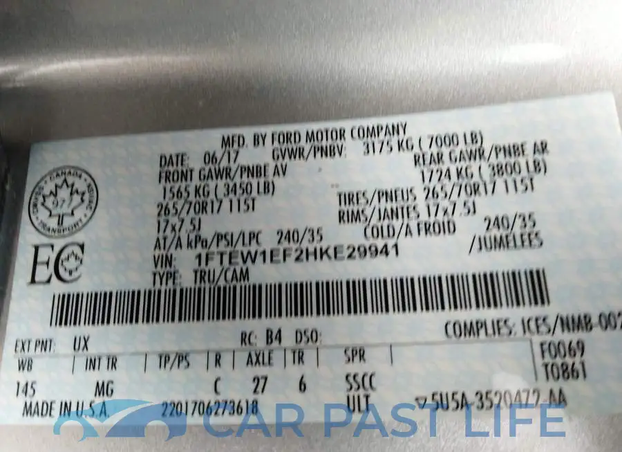 1FTEW1EF2HKE29941# 9