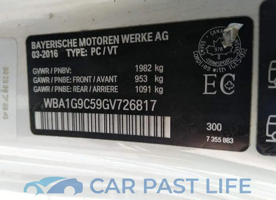 WBA1G9C59GV726817# 9