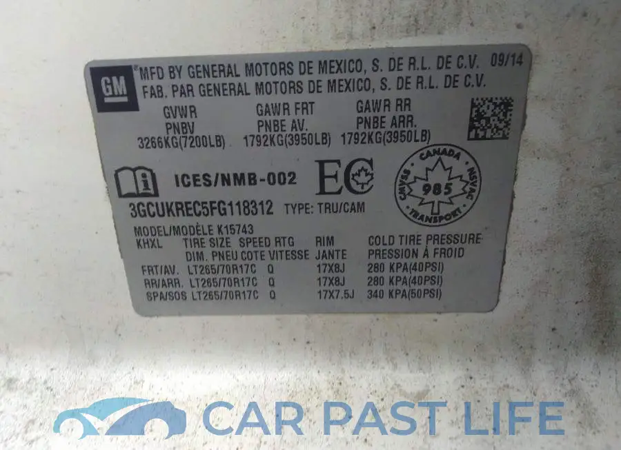 3GCUKREC5FG118312# 9
