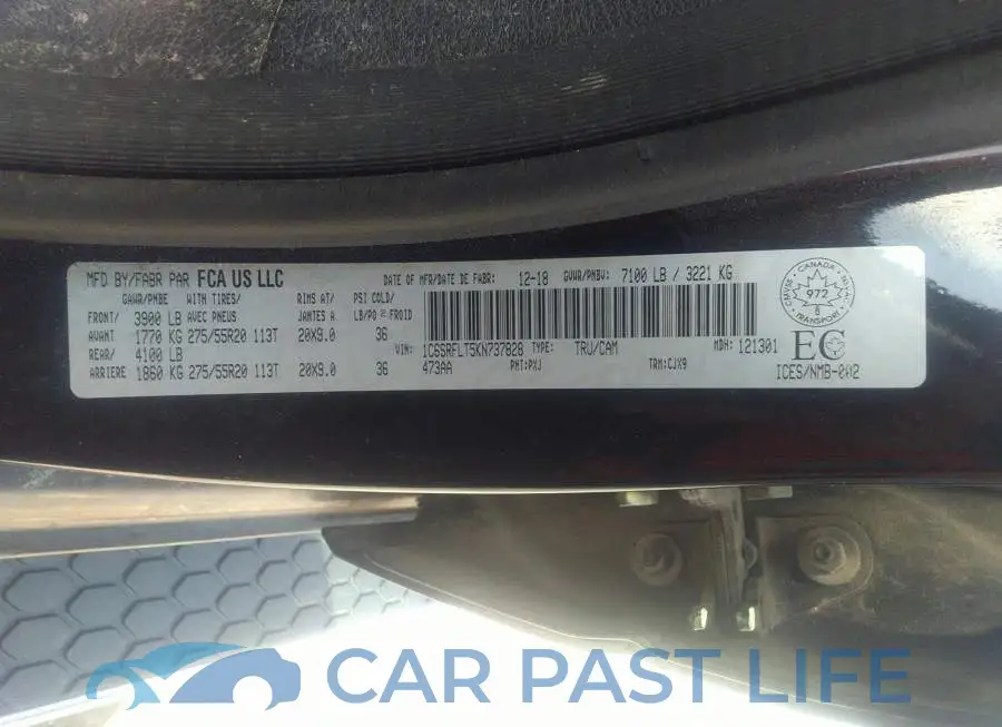1C6SRFLT5KN737828# 9