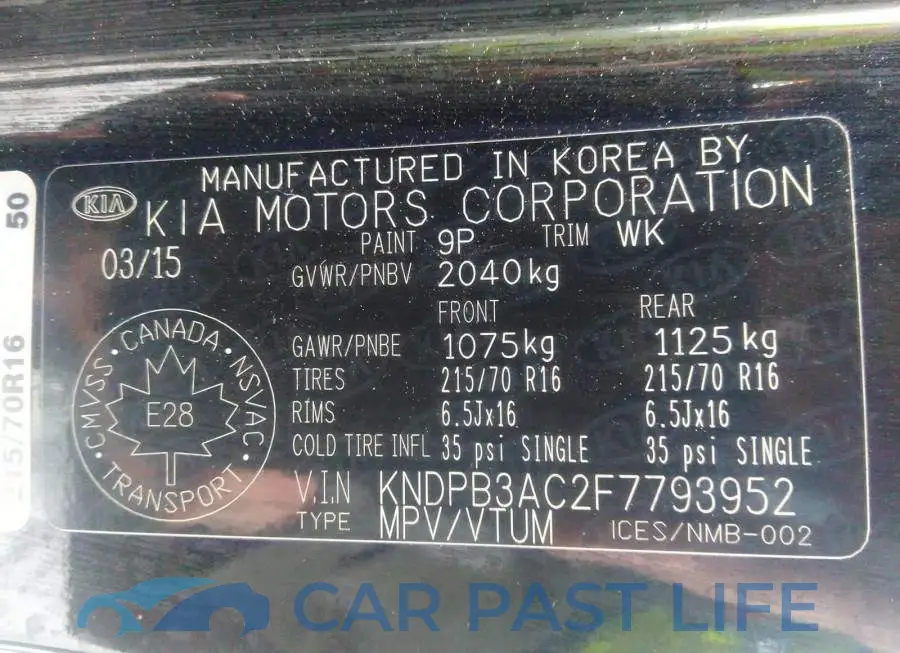 KNDPB3AC2F7793952# 9