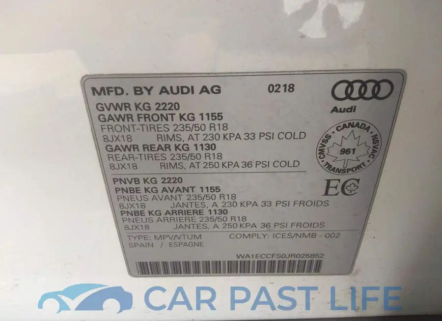 WA1ECCFS0JR025852# 9