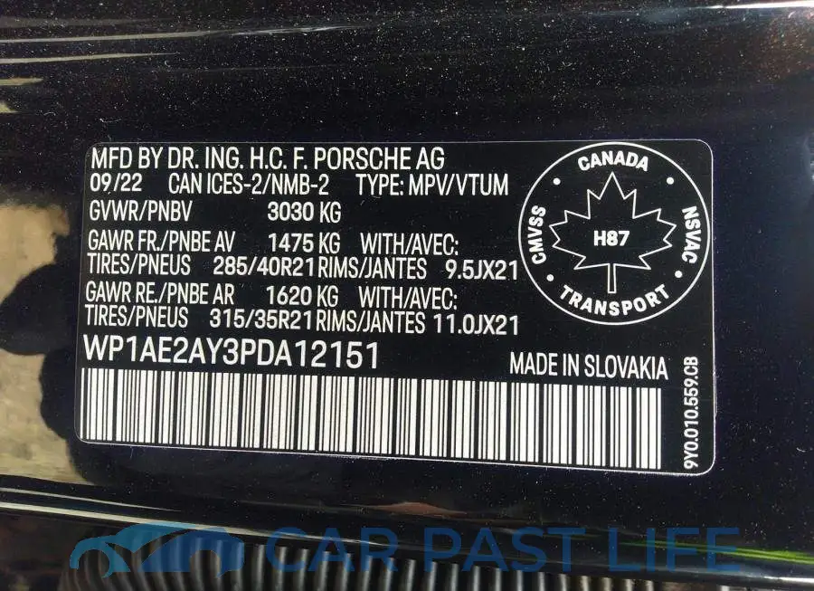 WP1AE2AY3PDA12151# 9
