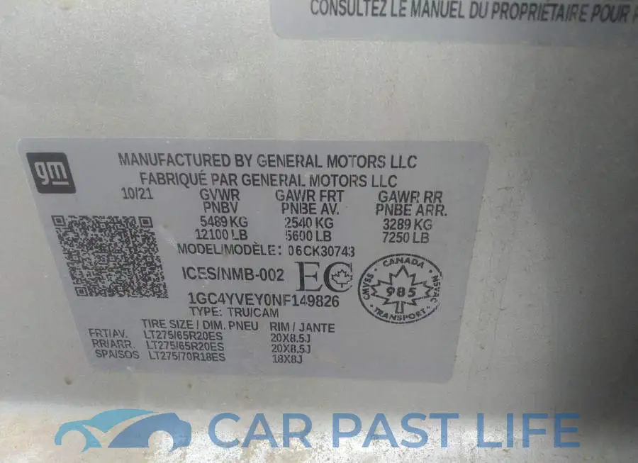 1GC4YVEY0NF149826# 9