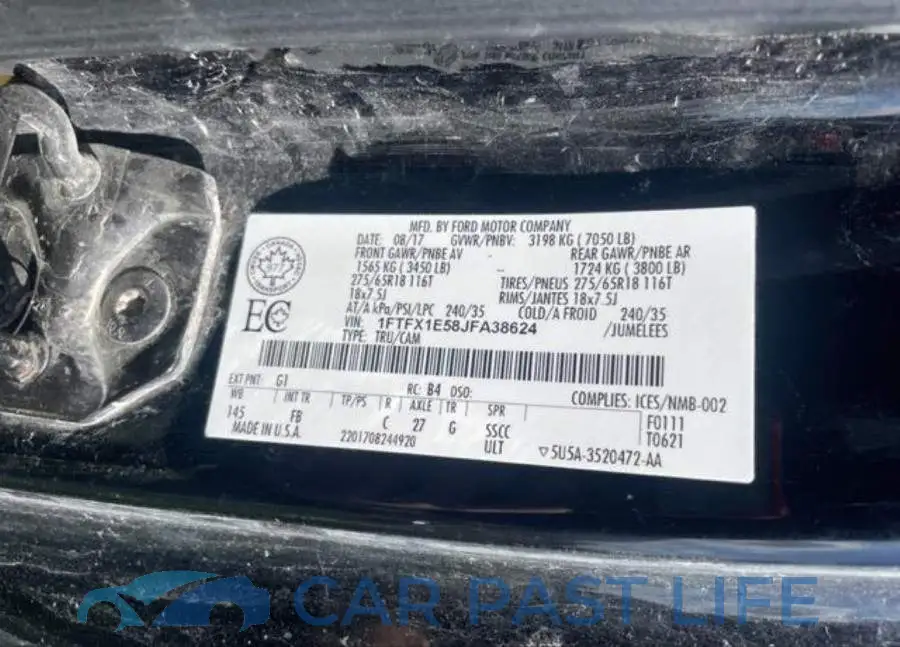 1FTFX1E58JFA38624# 9