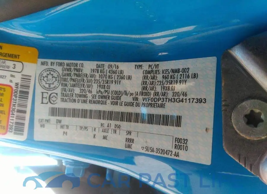 WF0DP3TH3G4117393# 9