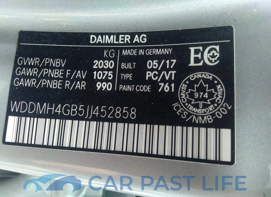 WDDMH4GB5JJ452858# 9