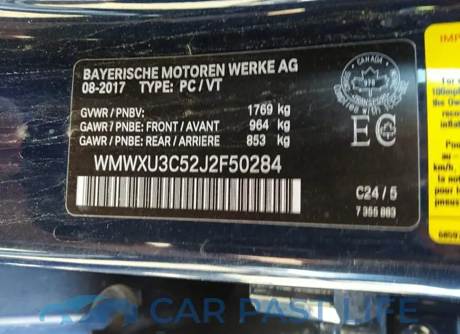 WMWXU3C52J2F50284# 9