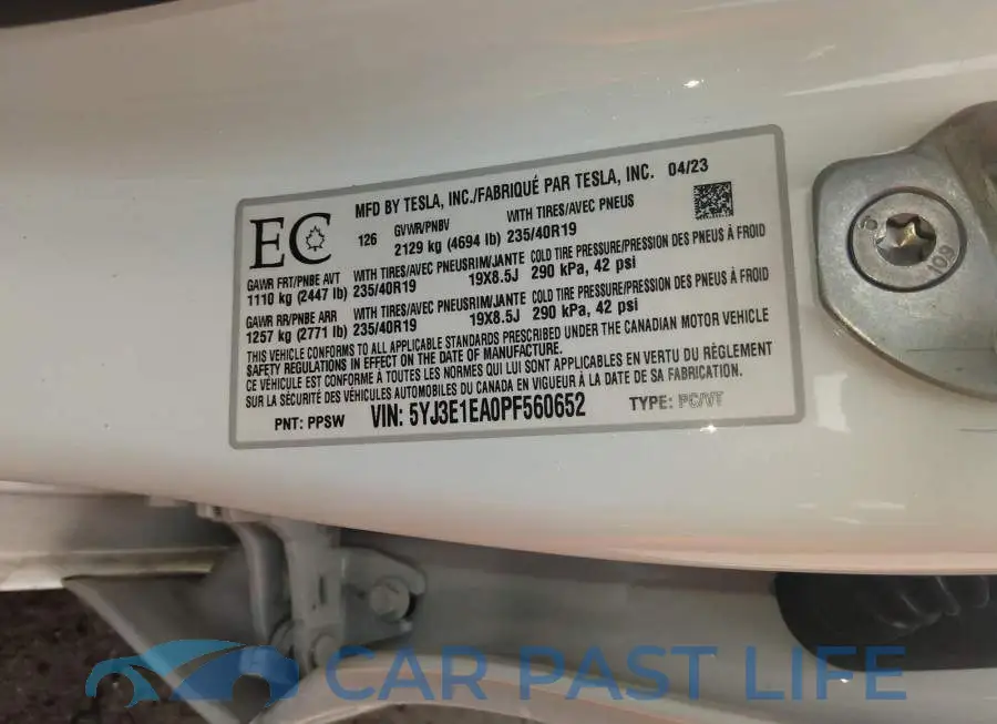 5YJ3E1EA0PF560652# 9