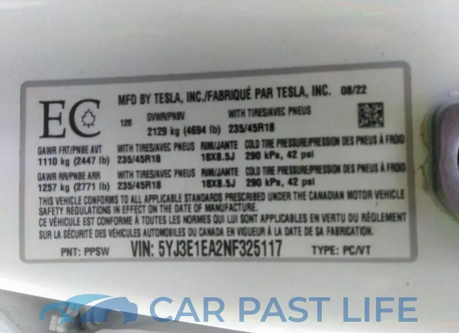5YJ3E1EA2NF325117# 9