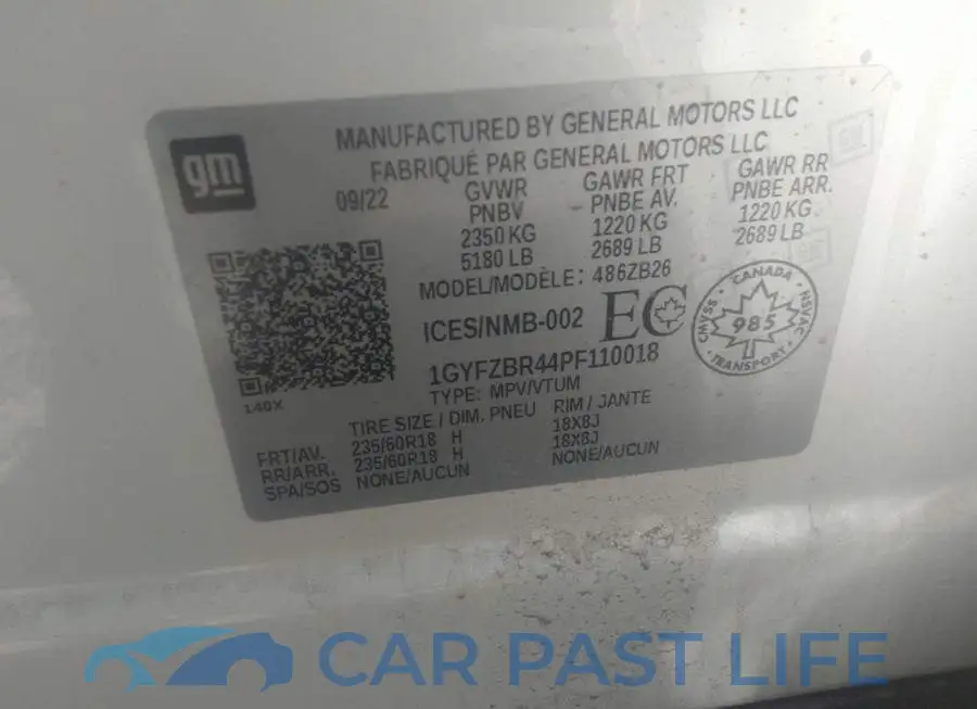 1GYFZBR44PF110018# 9