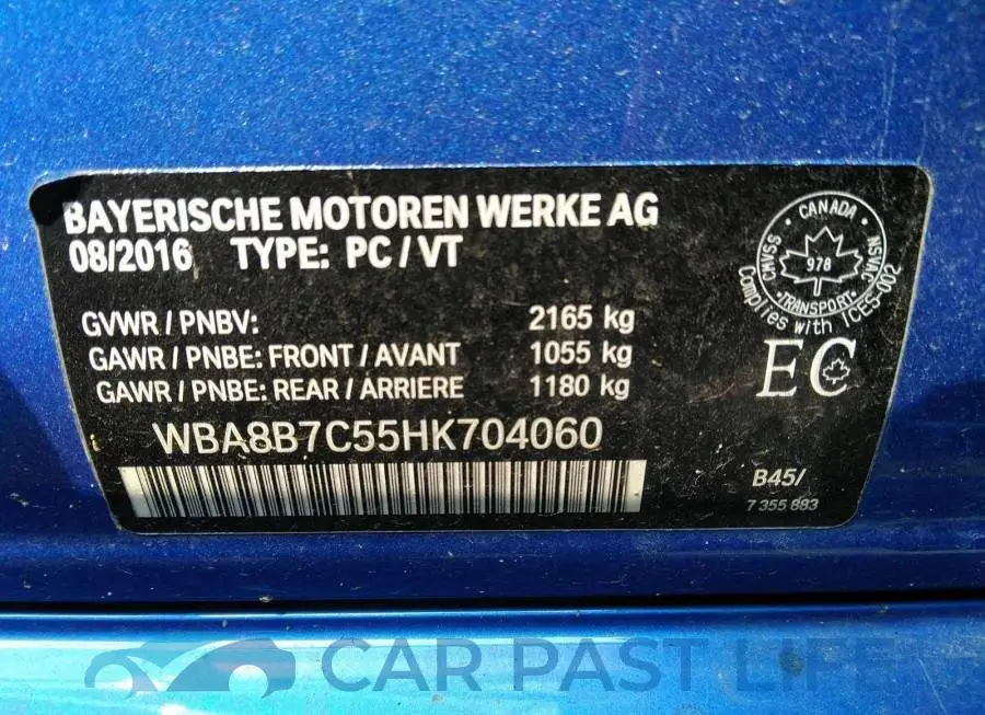 WBA8B7C55HK704060# 9