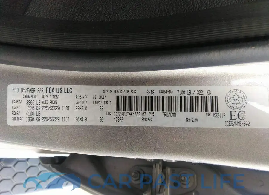 1C6SRFJT4KN508107# 9
